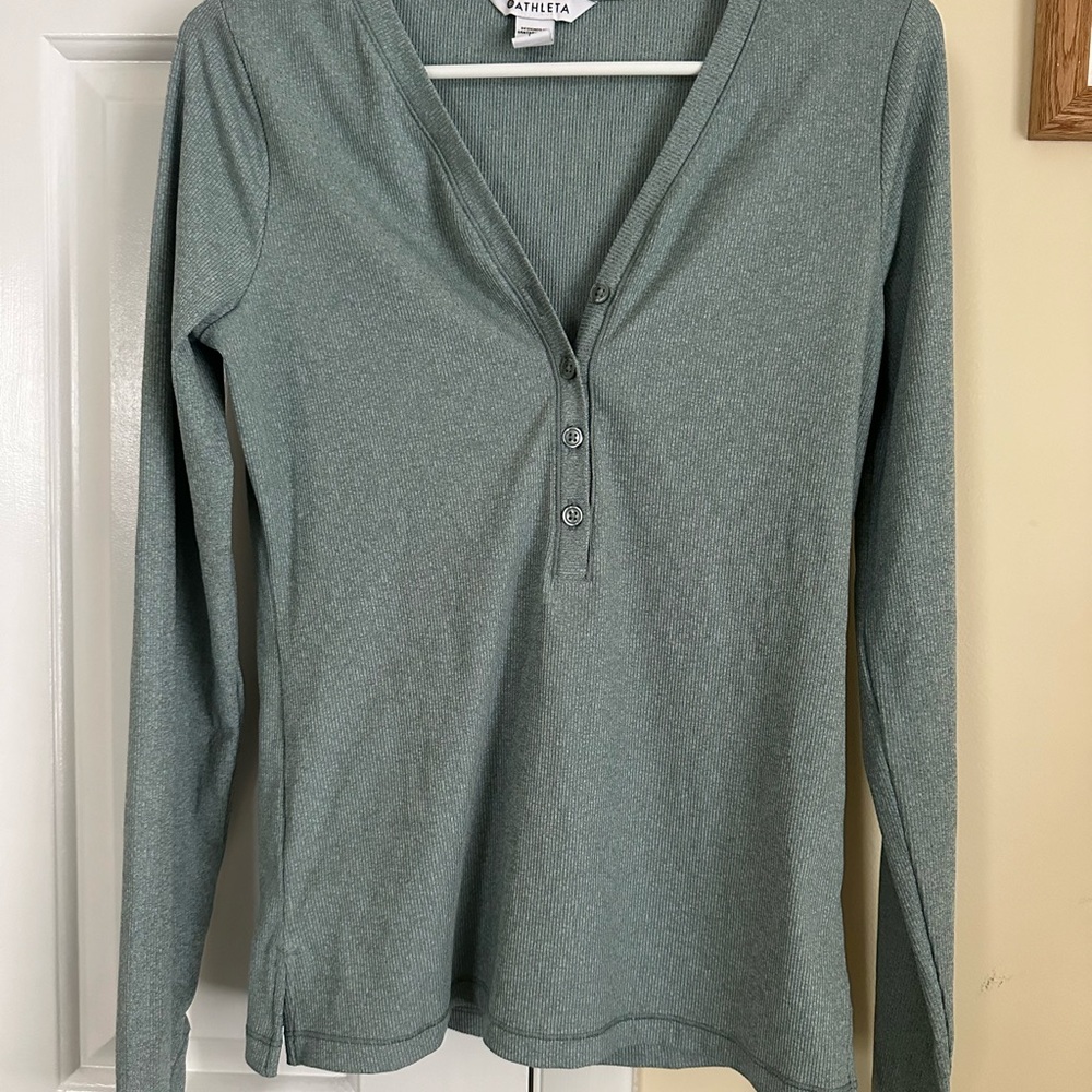 Athleta size S Henley ribbed top - Picture 2 of 6